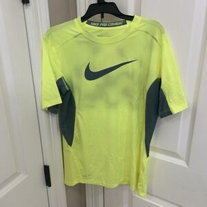 Nike Pro Combat short-sleeve compression shirt neon yellow Dri Fit XL NWOT